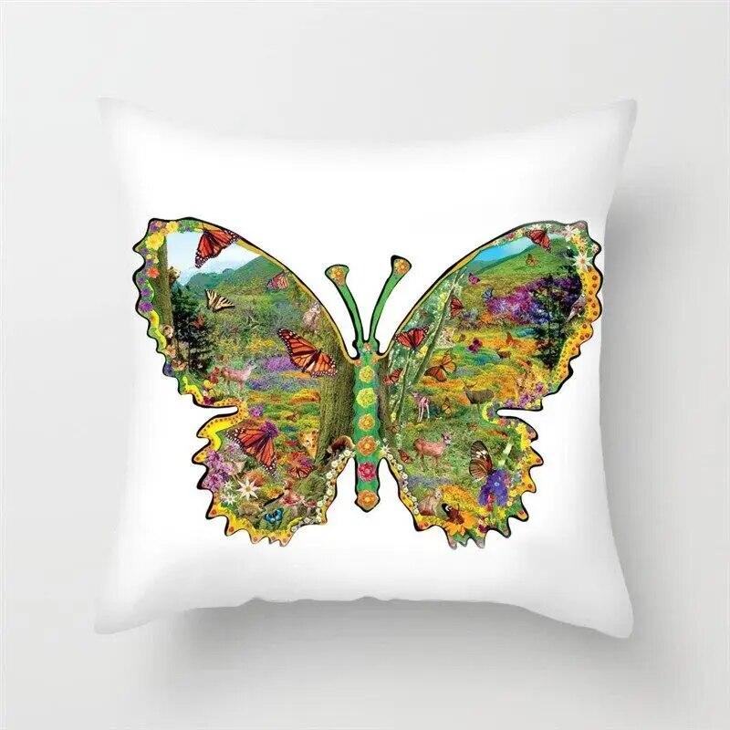 Colored Butterfly Animal Flower Cushion Cover for Home Living Room Sofa Chair Pillow Decoration Throw Pillow Cover