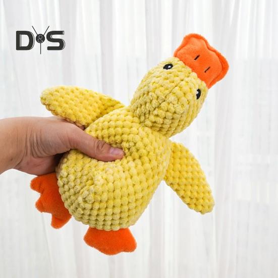 Toy Duck Calming Quackquack Dog Duck Pet Toy Plush Squeaky Duck Toy Interactive Yellow Duck Puppy Tugging Chewing Toy