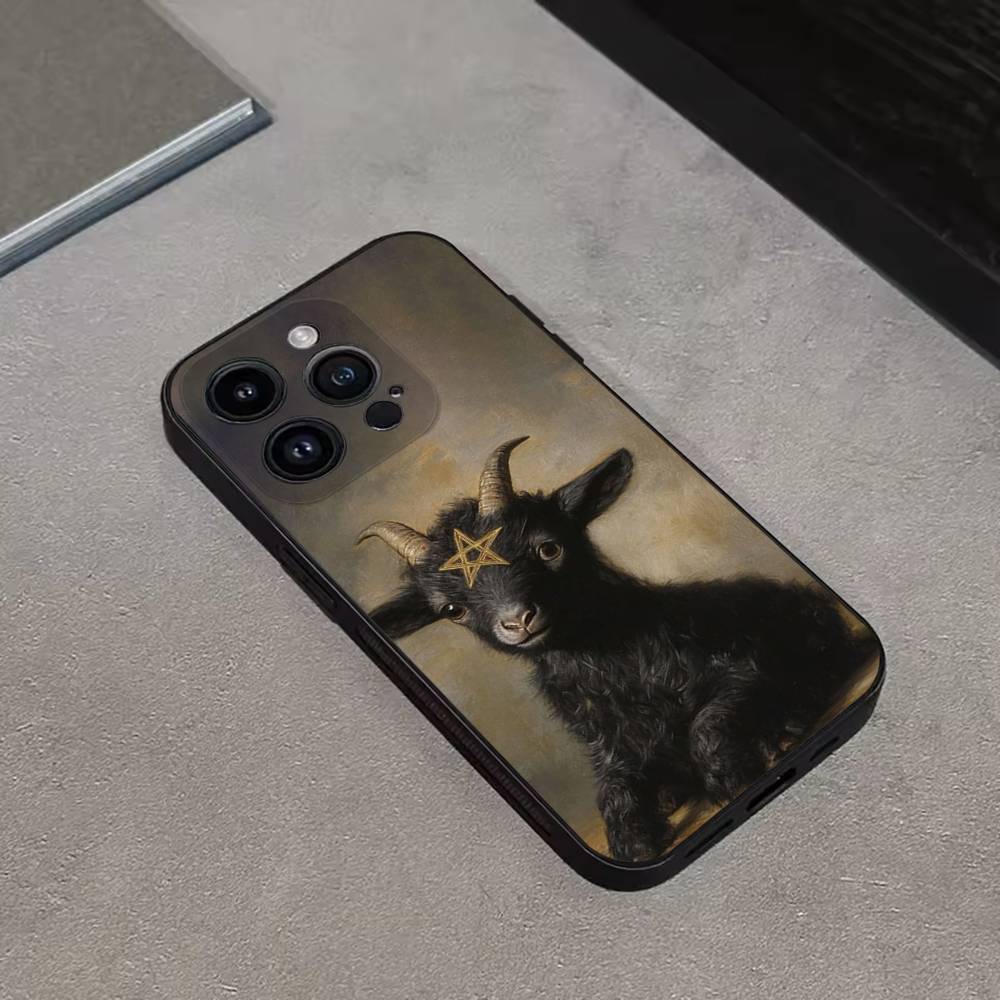Сатанинский козел Сатана Дьявол Чехол для телефона для iPhone 16,15,14,13,12,11 Plus,Pro Max,XS,X,XR,SE,Mini,8,7, Мягкий силиконовый черный чехол