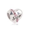 Fashion Pink Hope Charm Beads Suitable For Bracelets And Necklaces Romantic Heart Shape Women Jewelry