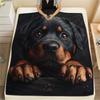 Black Rottweiler,pattern Flannel Blanket, High quality Comfortable for All Seasons, Home Decor, Warmth and Comfort, Perfect for Gifts.