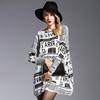Autumn Plus Size Women's Newspaper Print Loose Knit Sweater