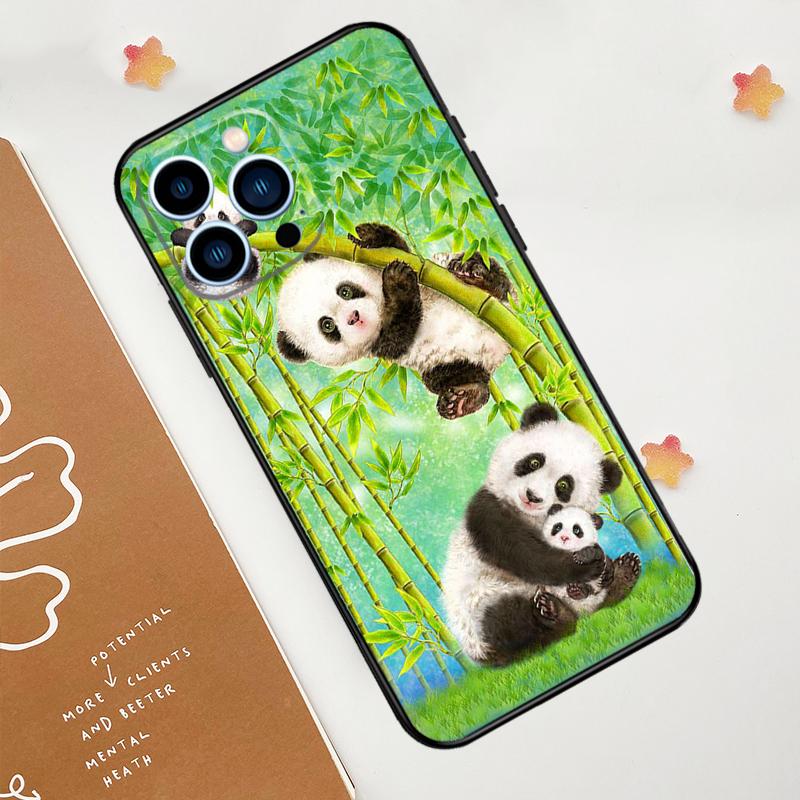 Чехол для телефона с изображением панды, милого медведя, для iPhone 17 Pro Max 11 14 15 16 Pro Max 12 13 mini 16 Plus 16e 17 Air Funda