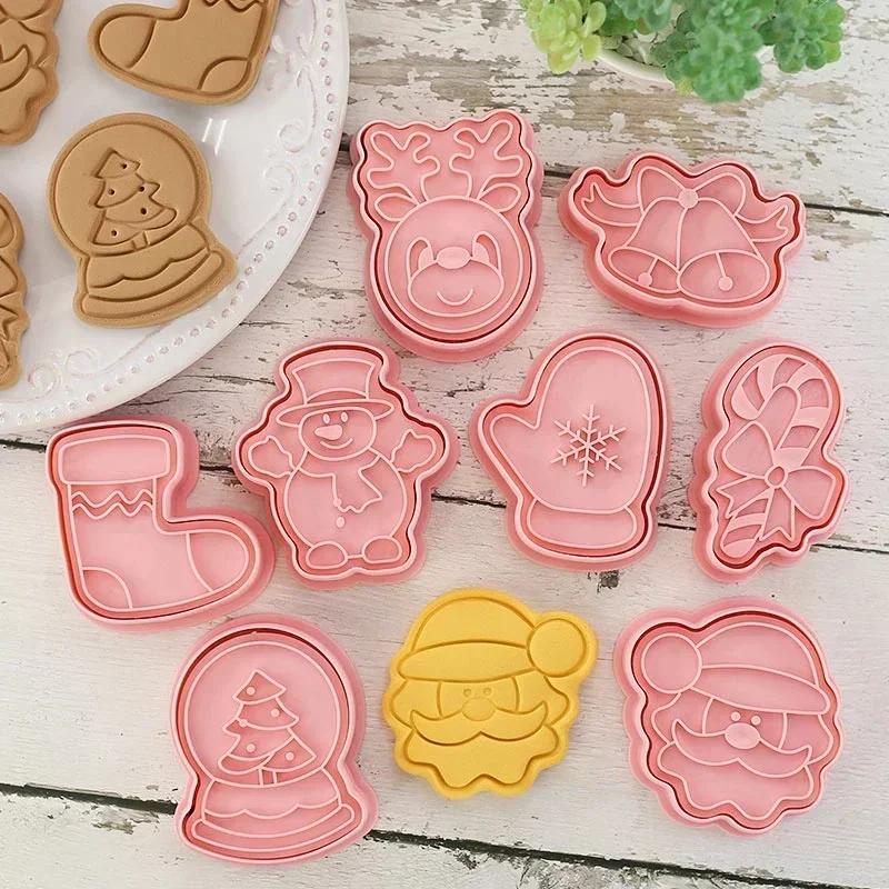 Baking Tools Creative Handmade Molds 8 Pcs/Set DIY Cartoon Biscuit Mould Christmas Cookie Cutters Plastic Baking Cookie Tools