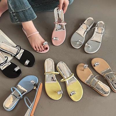 Женские шлепанцы на танкетке с увеличением внутренней высоты и стразами, летняя модная обувь в стиле «маленькая свежесть» для ношения на улице, модные шлепанцы с открытым носком в сказочном стиле