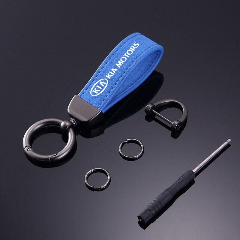 RRPM6 Car Key Chain Rings Suede Leather Men Women Keyholder For KIA sportage cerato Optima K2 K3 K4 K5 rio soul stonic Car Accessories