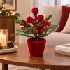 Искусственные сосновые ветки и ягоды Красный рождественский шар Горшечное растение Прихожая