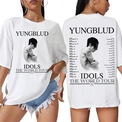 Yungblud IDOLS The World Tour 2025 Мерч Футболка Мужская Женская Хип-хоп Футболки с коротким рукавом Повседневная Хлопковая Футболка Оверсайз Топы