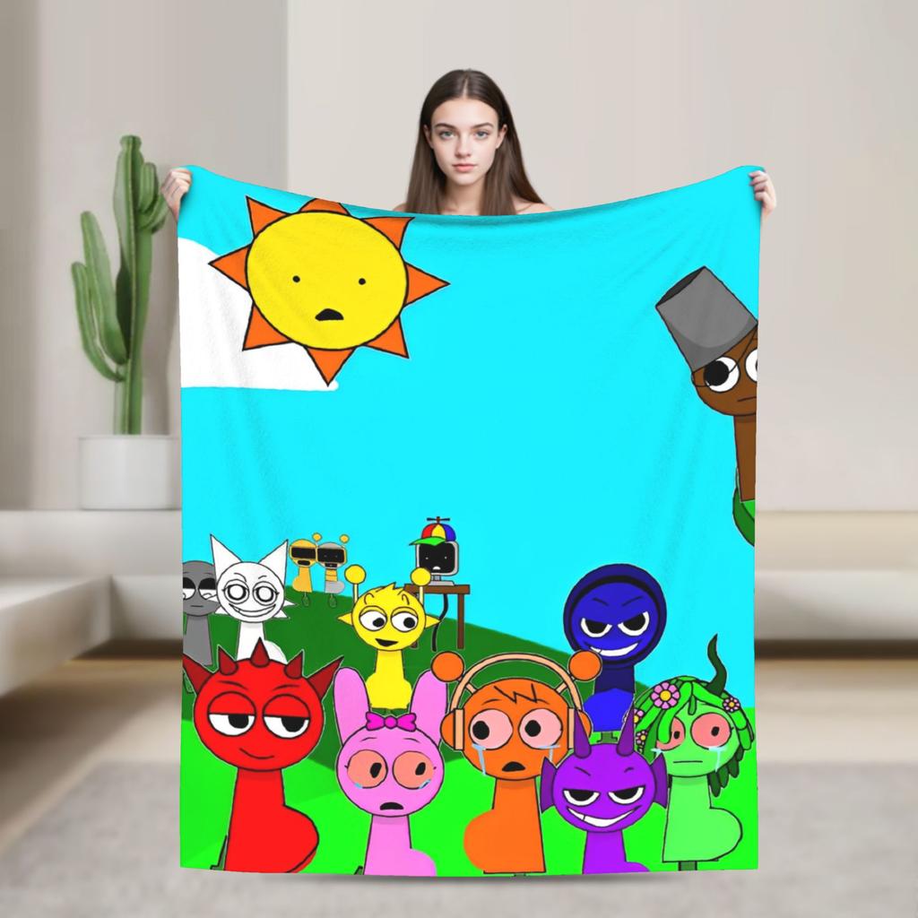 Игровые одеяла Sprunkis Флис Новинка Дышащие пледы для покрытия стула Дивана Всесезонные