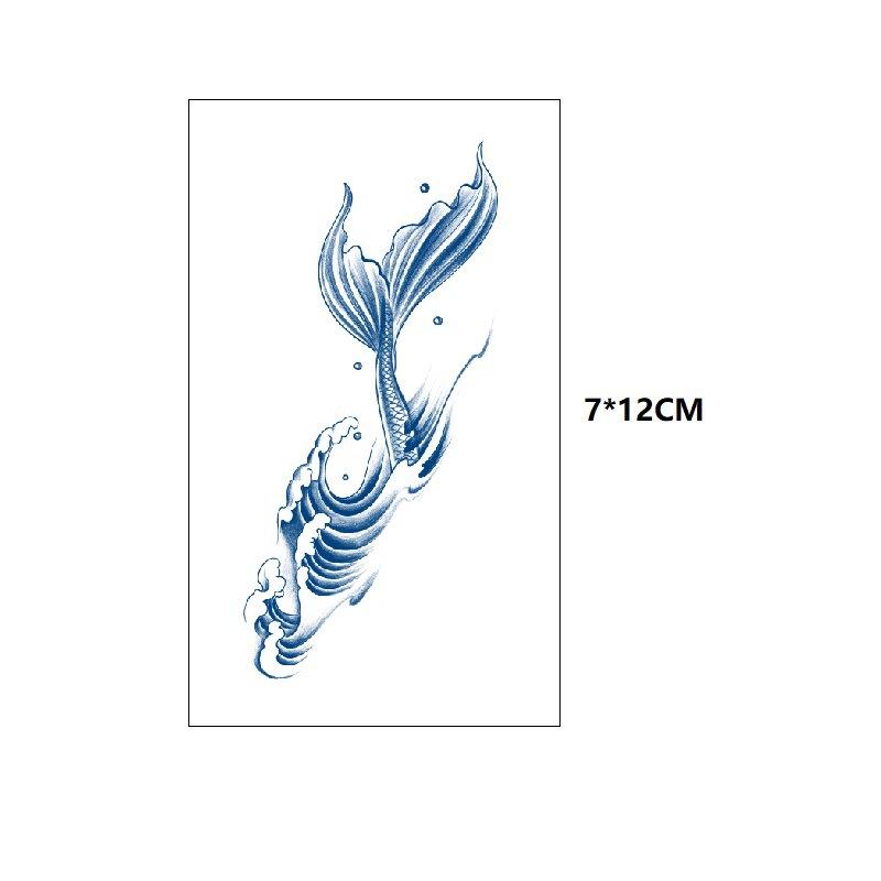 Маленький узор бабочка морская волна хвост рыбы другая сторона цветок маленький свежий сок травяной имитация грудь вода переводная татуировка наклейка