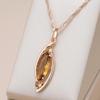 Tea Color Zircon Geometric Pendant Necklace for Women Gold Color Oval Hollow Around Party Wedding Luxury Jewelry