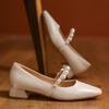 Туфли Мэри Джейн с квадратным носком на низком каблуке в стиле принцессы, женские, 2024 г., новые модные повседневные однотонные женские туфли летнего времени