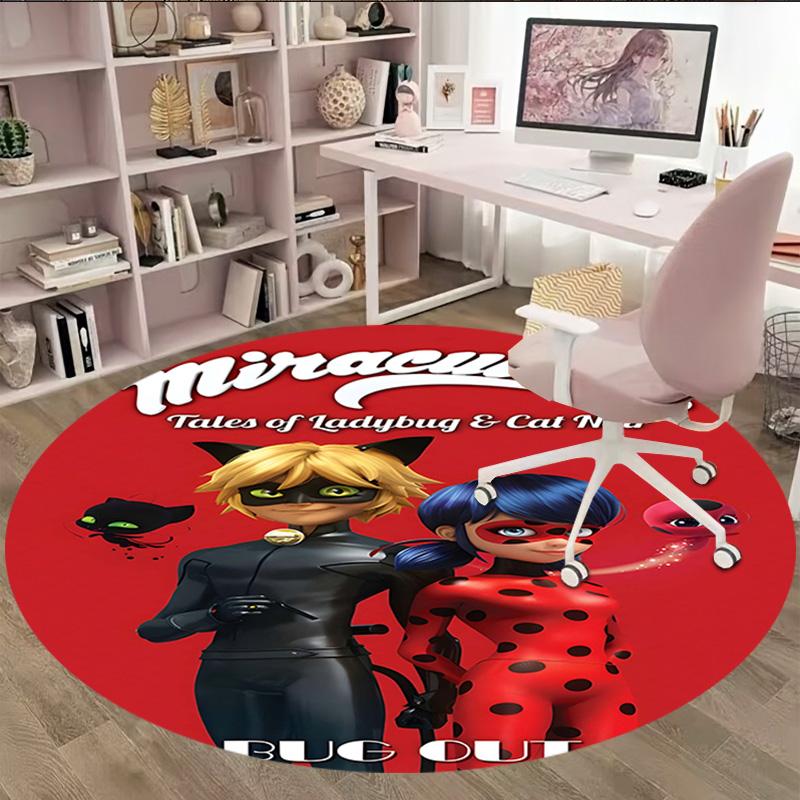 1pc Ladybug (2) Print Round Carpet Chair Round Carpet Suitable for Bedroom Living Room Home Decorative Carpet