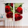 Шторы с принтом Red Rose Retro Romantic, гостиная, спальня, кухня, украшение окна, украшение дома, 2 шт.