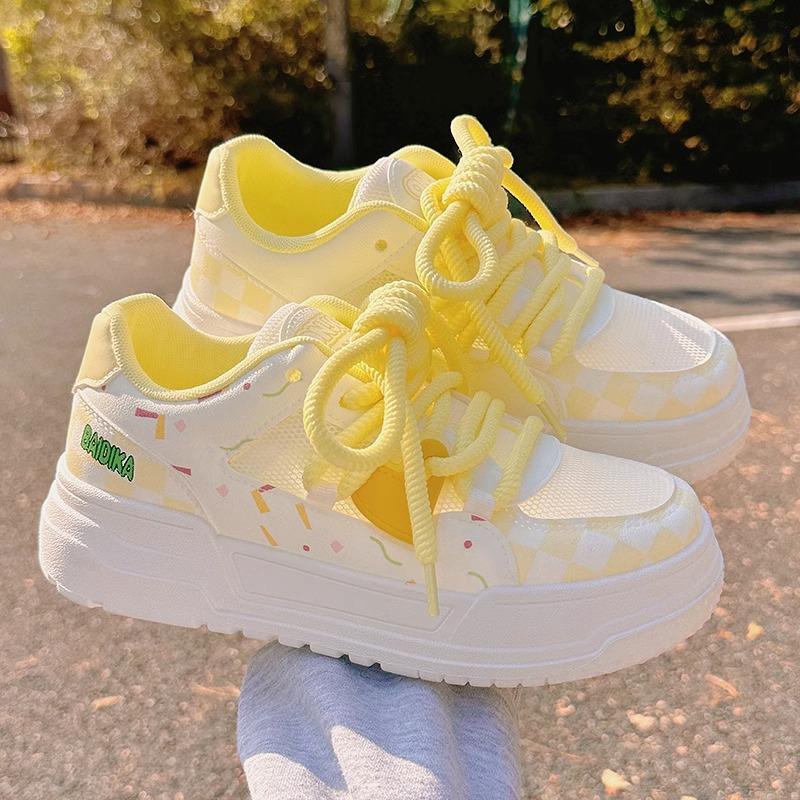 Summer women's shoes platform bread shoes versatile students with skirts breathable mesh niche white shoes sports and leisure shoes