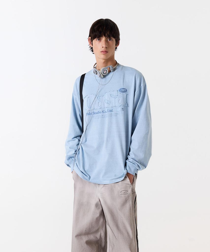 ODDSTUDIO Odsd Pigment Damaged Long Sleeve - Ash Sky