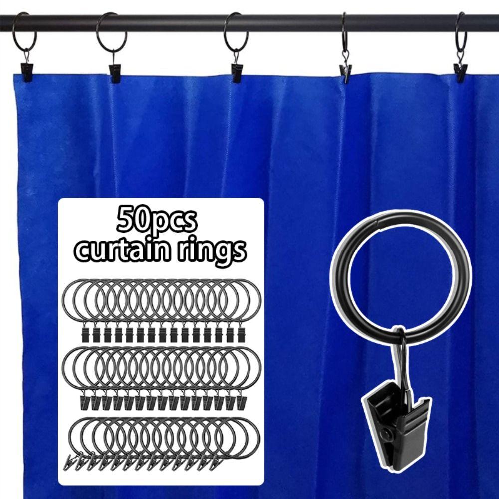 Metal Curtain Rings Heavy Duty Roman Circles Drapes Tie Buckles Hanging Hooks Bathroom