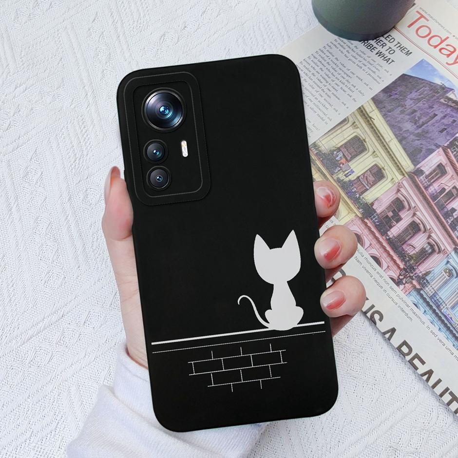 For Xiaomi 12T Case Hot New Design Cute Cat Butterfly Cartoons Matte Liquid Silicone Shell For Xiaomi 12T Pro Ultrathin Fundas