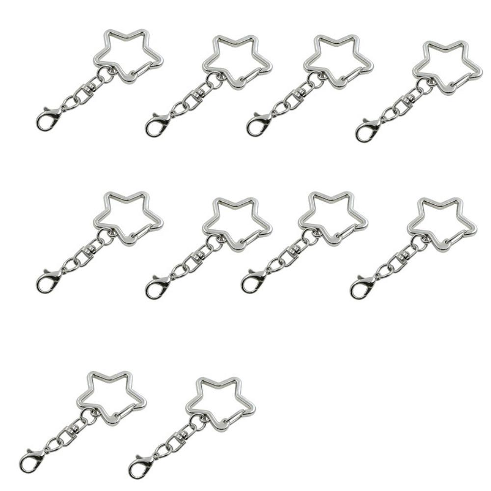 10Pcs Multi Styles Spring Snap Keychain 360 Rotate Star Shaped Clasp  DIY Jewelry Making