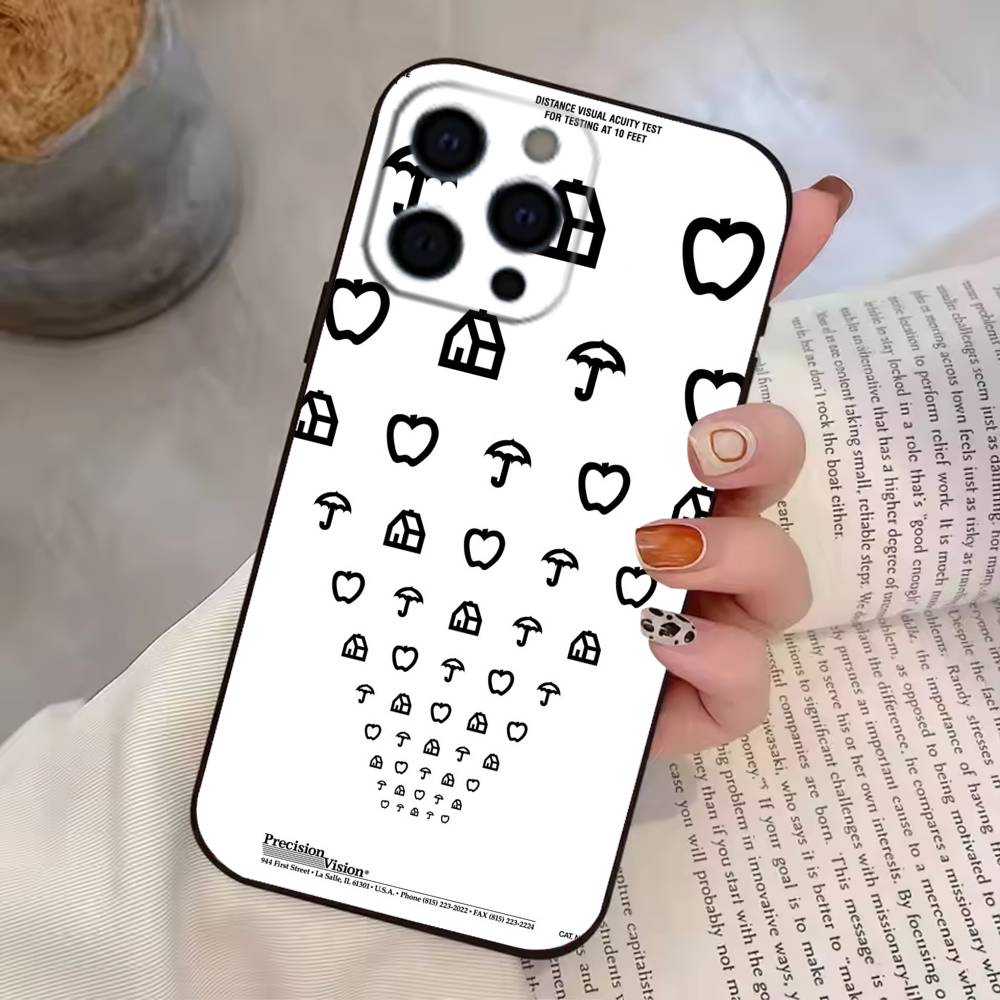 Eye chart Phone Case For iPhone 17, 16,15,14,13,12,11 Plus,Pro Max, Others Soft Black Cover