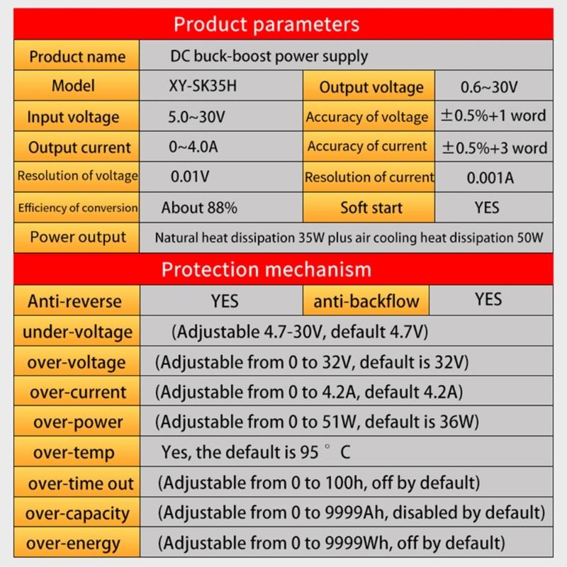 SK35H DC-DC Buck Boost Converter 4A 35W DC5-30V Input Power Modules Adjustable Regulated Power Supply for Laboratory