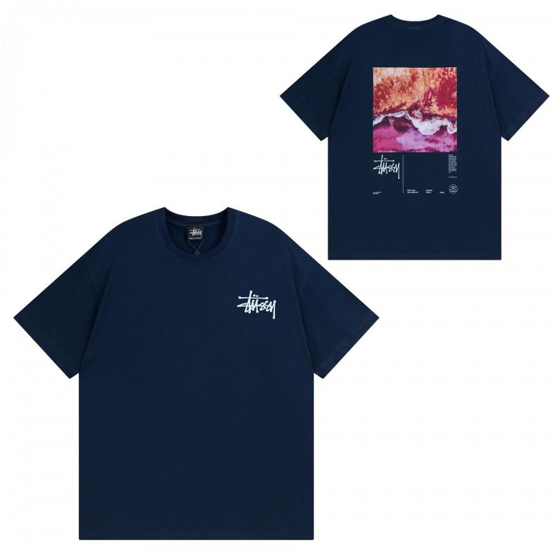 Street Style Short Sleeve T-Shirt Loose Fit Round Neck Cotton Tee Couples Casual Wear