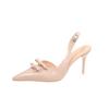 Fashion Summer Women's Shoes Sandals Ladies High Heels Pointed Toe Brief Pumps 2025 Nude Platform African Spikes Retro Spring Fine Sweet