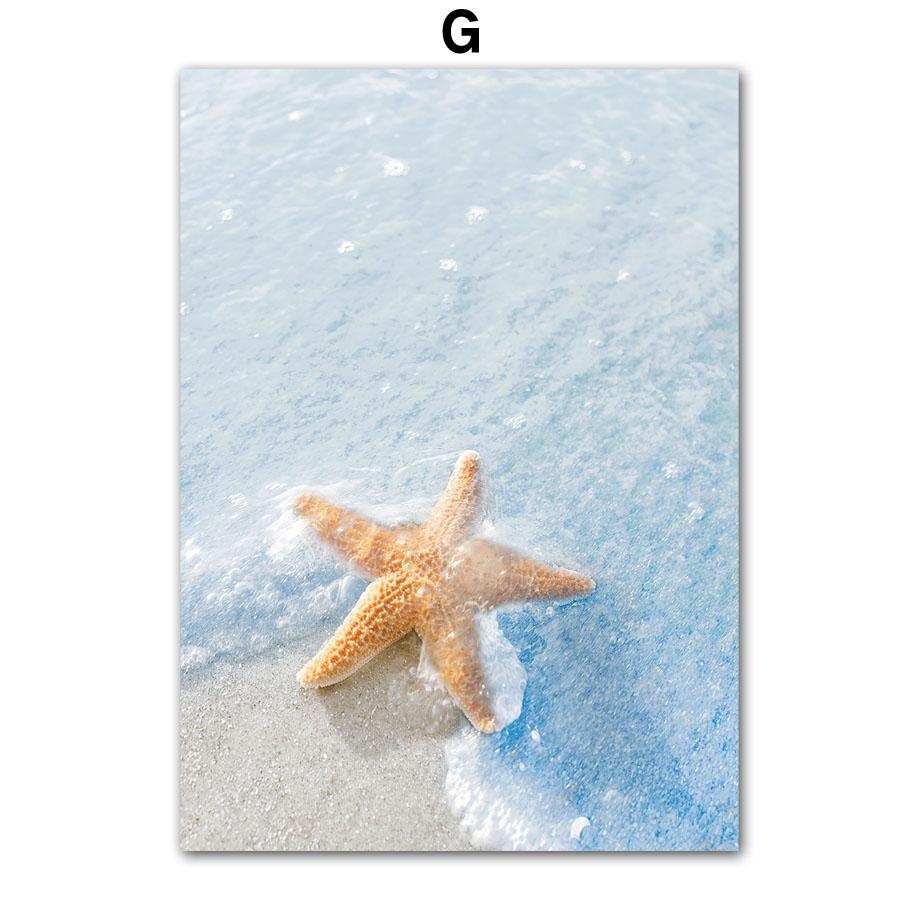 Sea Beach Sailboat Starfish Tree Wall Art Canvas Painting Landscape Posters Prints Hotel Bar Wall Pictures For Living Room Decor