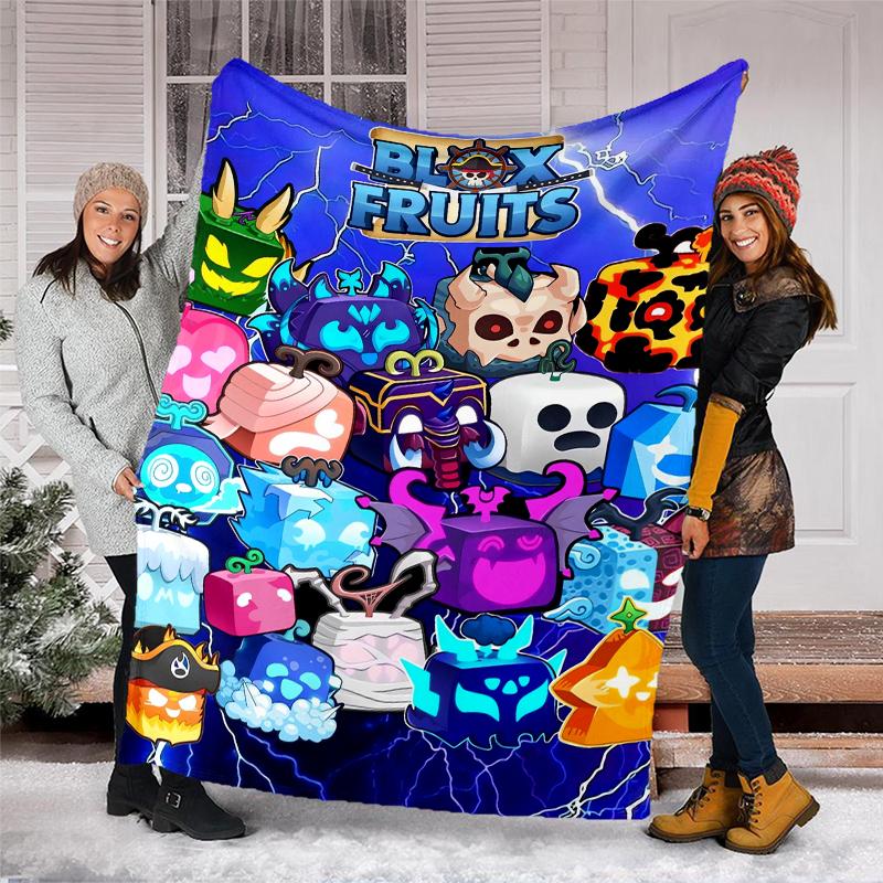 Blox Fruits Theme Printed Blanket - Perfect for Couch, Bed, Travel & Outdoor Use | Machine Washable, Cozy & Durable.