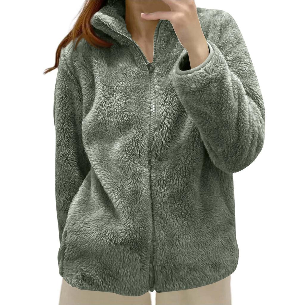 Womens Fleece Zip Up Jacket Light Fall Jackets Winter Plus Size Jackets