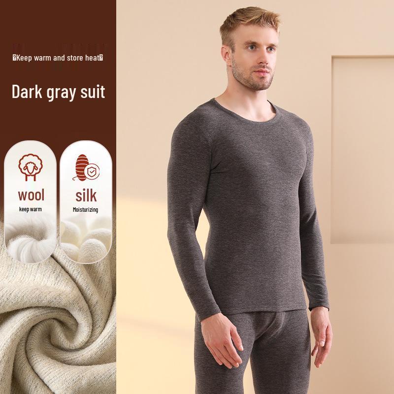 Men's Thermal Cashmere Silk Velvet Half-Turtleneck Suit for Winter Warmth
