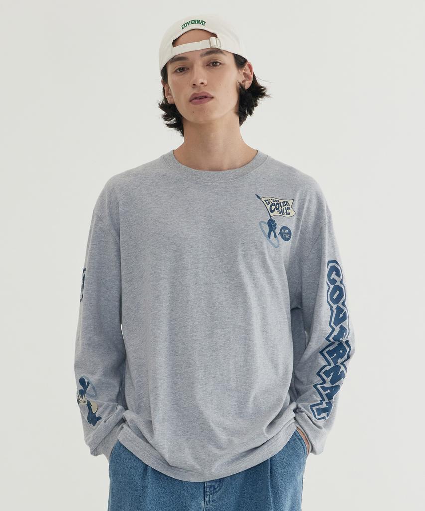COVERNAT Multi-Graphic Long Sleeve Melange Gray