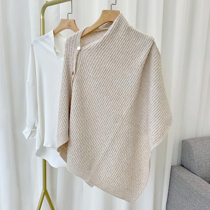 New Spring Women'S Knitted Scarf Shawls Knit Pashmina With Button Vest Solid Cashmere Shawl Wraps Bufandas Mujer Ponchos Cape
