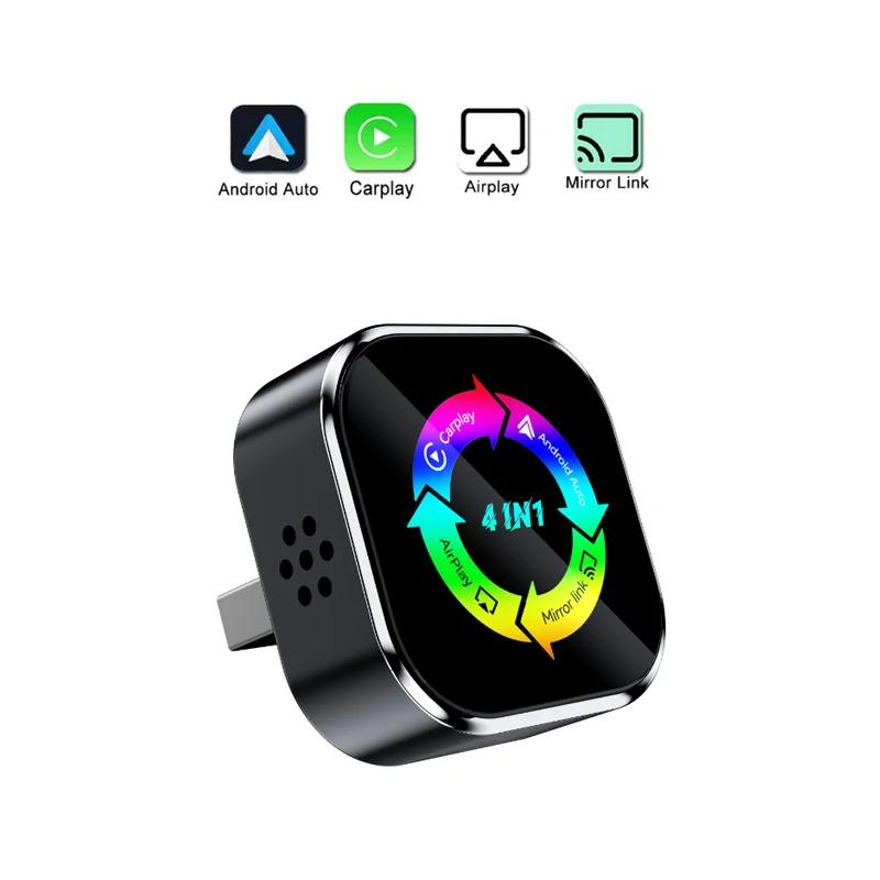 Беспроводной адаптер Carplay 4-в-1 Android Auto Connect Airplay Mirror Link Экран USB Plug Play для iOS и Android CarPlay
