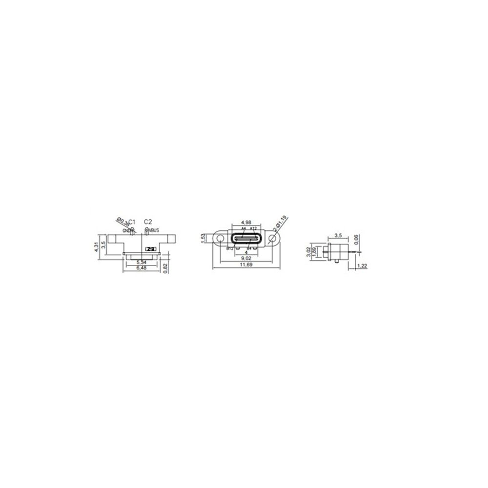 Type-C TYPE C 2Pin Female USB C Socket Водонепроницаемый Водонепроницаемый Female Plug USB Connector