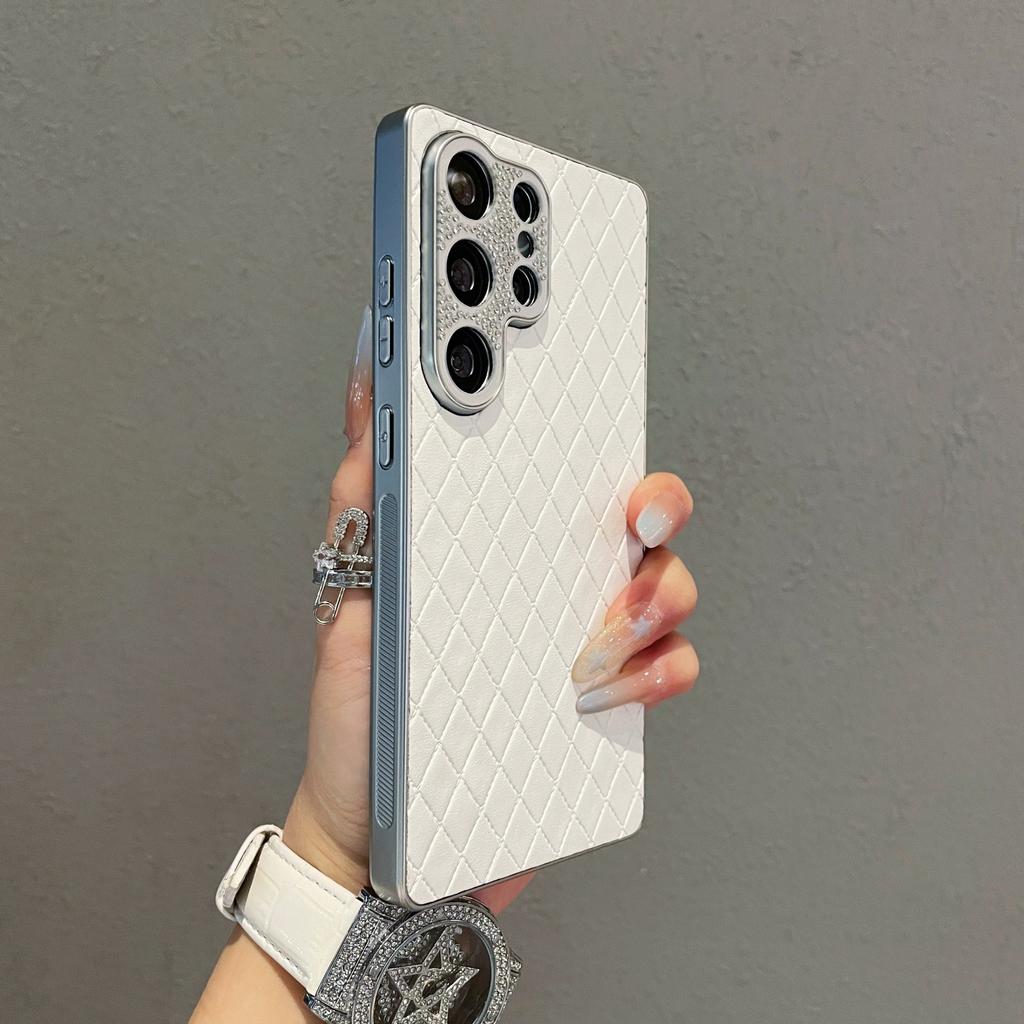 Ромбовая овечья кожа подходит для чехла мобильного телефона Samsung S25Ultra S24plus блестящий бриллиант S23 всесторонний A16 защитный чехол