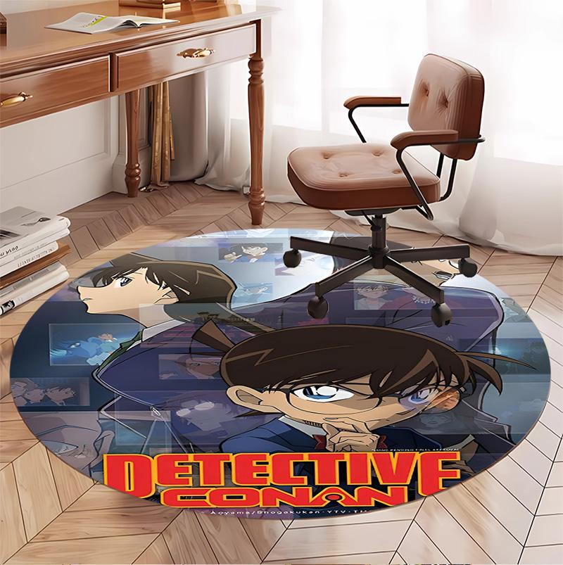 Detective Conan Pattern Round Rug, Indoor/Outdoor Mat, for Picnic, Gameroom, Bedroom, Office, Living Room, Home Decor Carpet, Birthday Gift