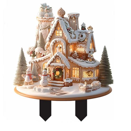 Рождественский снежный колышек для дома, акриловый садовый декоративный колышек, зимний деревенский дом, рождественский декоративный колышек для лужайки на патио