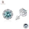 BagueRingen 1ct VVS D Color Moissanite Earrings For Women Sterling Silver 925 Jewelry Sunflower Shaped Female Wedding Ear Studs
