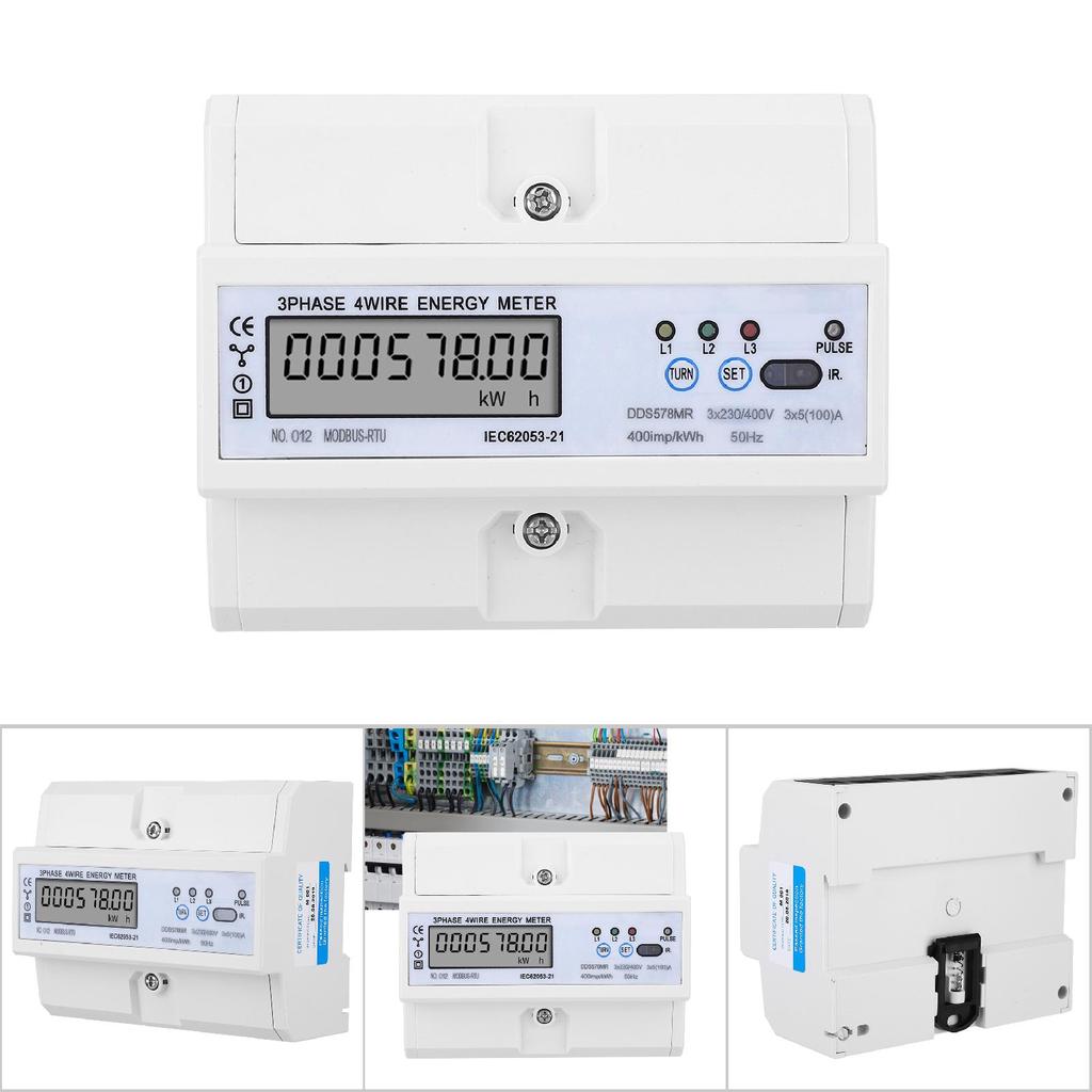 RS485 3-фазный 4-проводной ЖК-счетчик электроэнергии с дисплеем напряжения, тока, частоты, коэффициента мощности