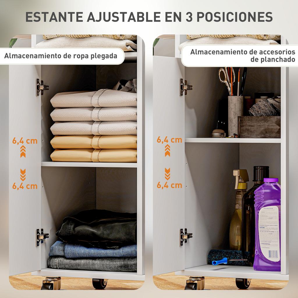Ironing Station With Wheels Clothes Bar Ironing Board 127.5x43.5x153 Cm White