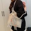 Летние плетеные сумки через плечо с полым узором, женская новая повседневная пляжная сумка, универсальный дизайн с кружевом, сумка-тоут через плечо для поездок на работу KTB
