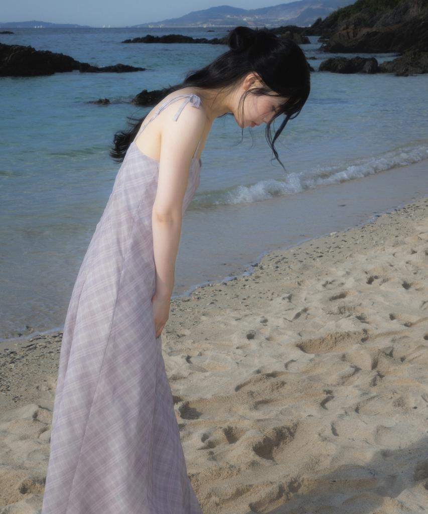 Rose Franz Sheer Grace Slim Long Dress [Pink]