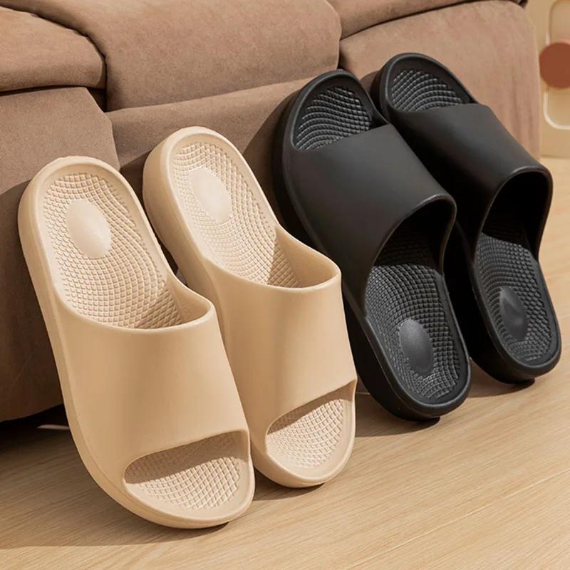 Fashion Thick Platform Slippers Women Summer 2025 Solid Color Soft Sole Cloud Slides Woman Lightweight Non-Slip Beach Shoes Flip Flops