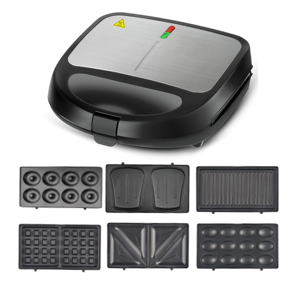 Электрическая машина для приготовления сэндвичей 6 в 1 с набором из 6 съемных двусторонних антипригарных пластин