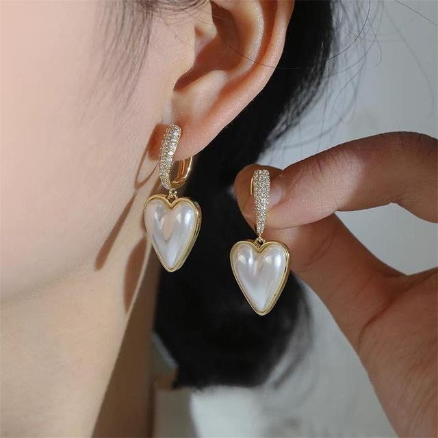 Качественные роскошные серьги с цирконом, висячие серьги из серебра 925 пробы с белым жемчугом для женщин, изысканные ювелирные изделия золотого цвета U-образной формы