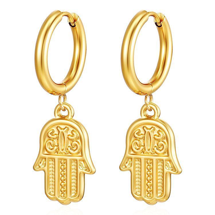 European and American fashion trend pendant earrings women's trend electroplated 18K gold stainless steel earrings earrings