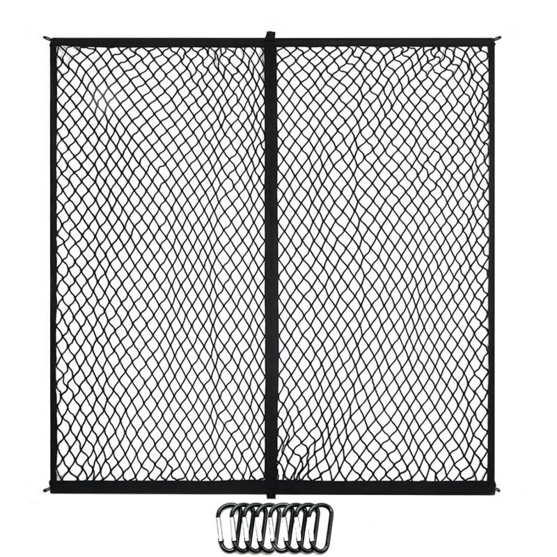 Heavy Duty Elastic Cargo Net Pickup Truck Bed SUV Trunk Secure Luggage Gear Anti-Slip Mesh Cover With Hooks Or Carabiners