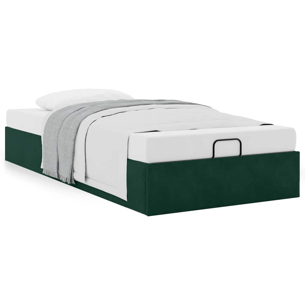 Ottoman Bed without Mattress Dark Green 90 x 200 cm Velvet
