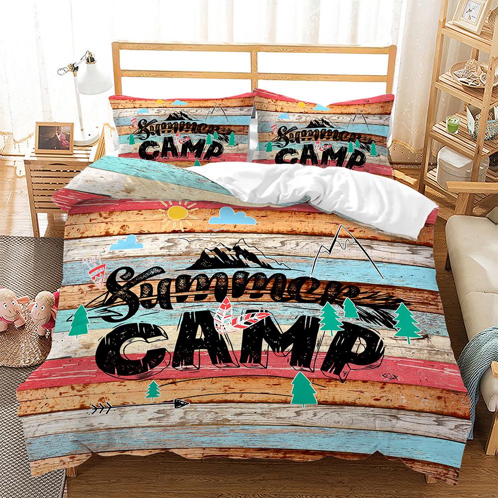 Bed Three-Piece Sports Basketball Football Camping Trip 3D Digital Printing Kit
